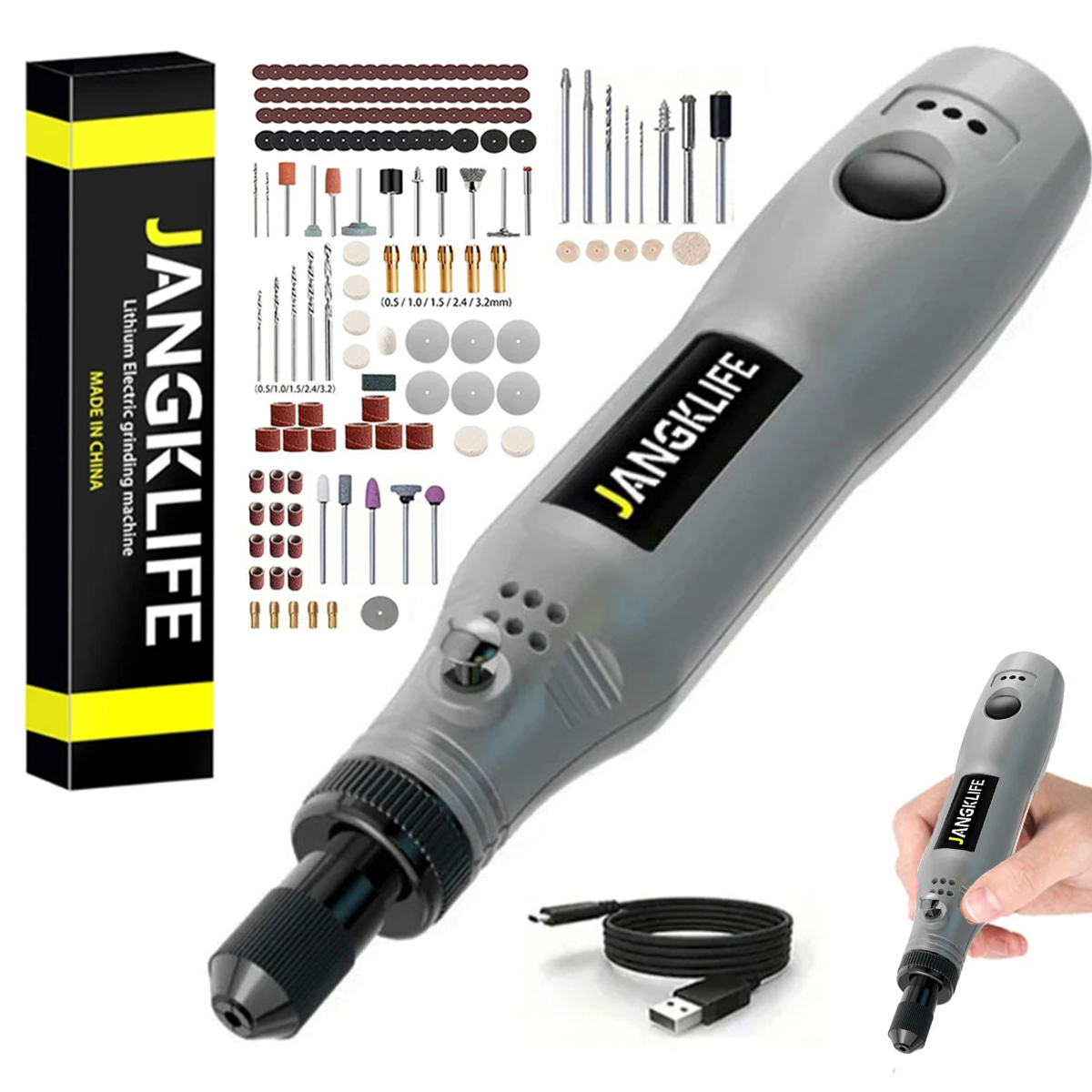 Cordless Rotary Tool Kit Accessories - Kit peralatan putar nirkabel USB, Pen