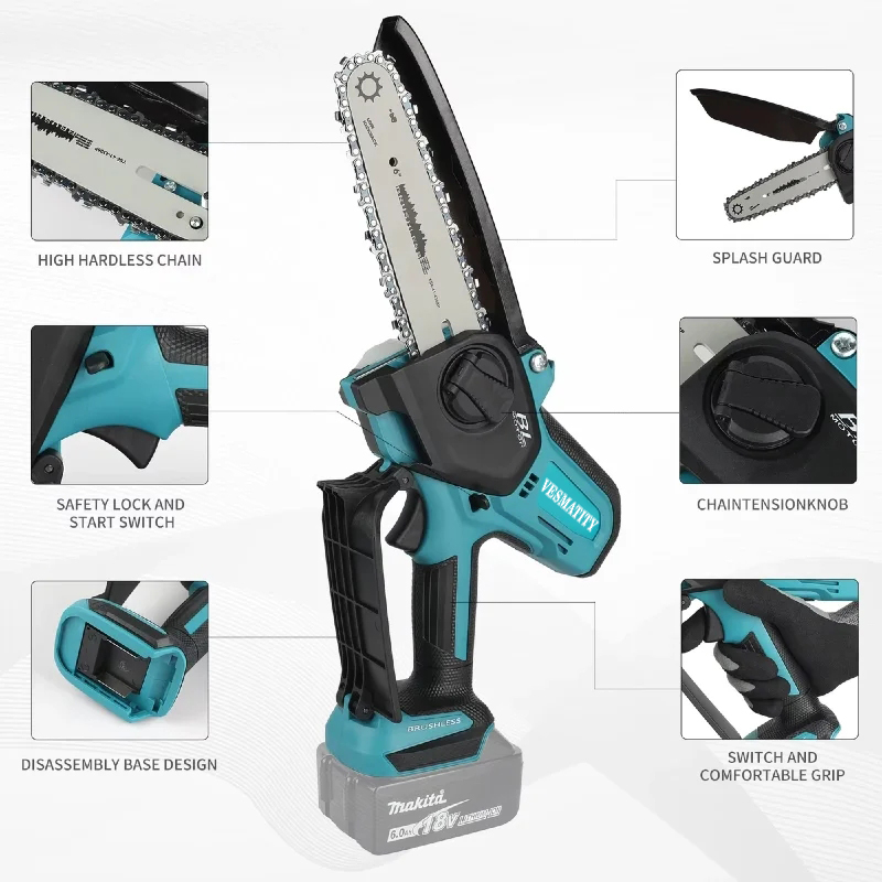 VESMATITY Gergaji Rantai Elekt - Mini Electric Chainsaw 6 Inch ulasan dan harga