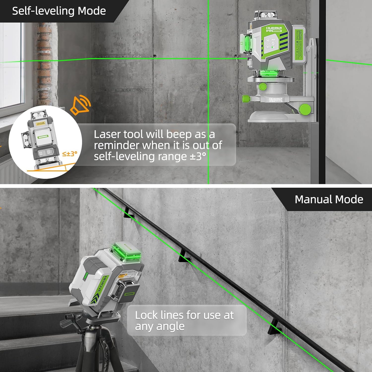 Huepar Laser lintas garis 4D,  - Laser Level 16 Lines 4D Green ulasan dan harga