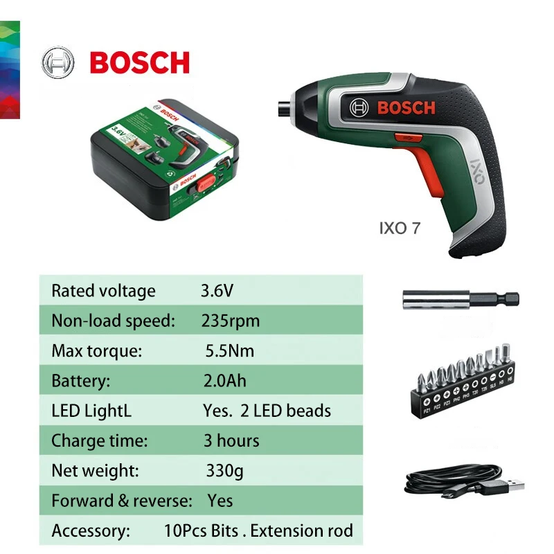 Bosch IXO7 Set Obeng Tanpa Kab - Electric Screwdriver Rechargeable Usb ulasan dan harga