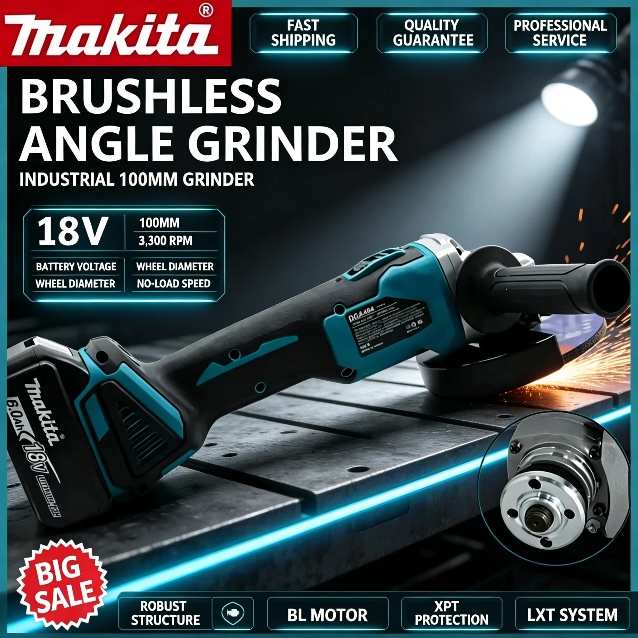 Mesin Gerinda Sudut Tanpa Kabe - Brushless Angle Grinder Battery Powered ulasan dan harga